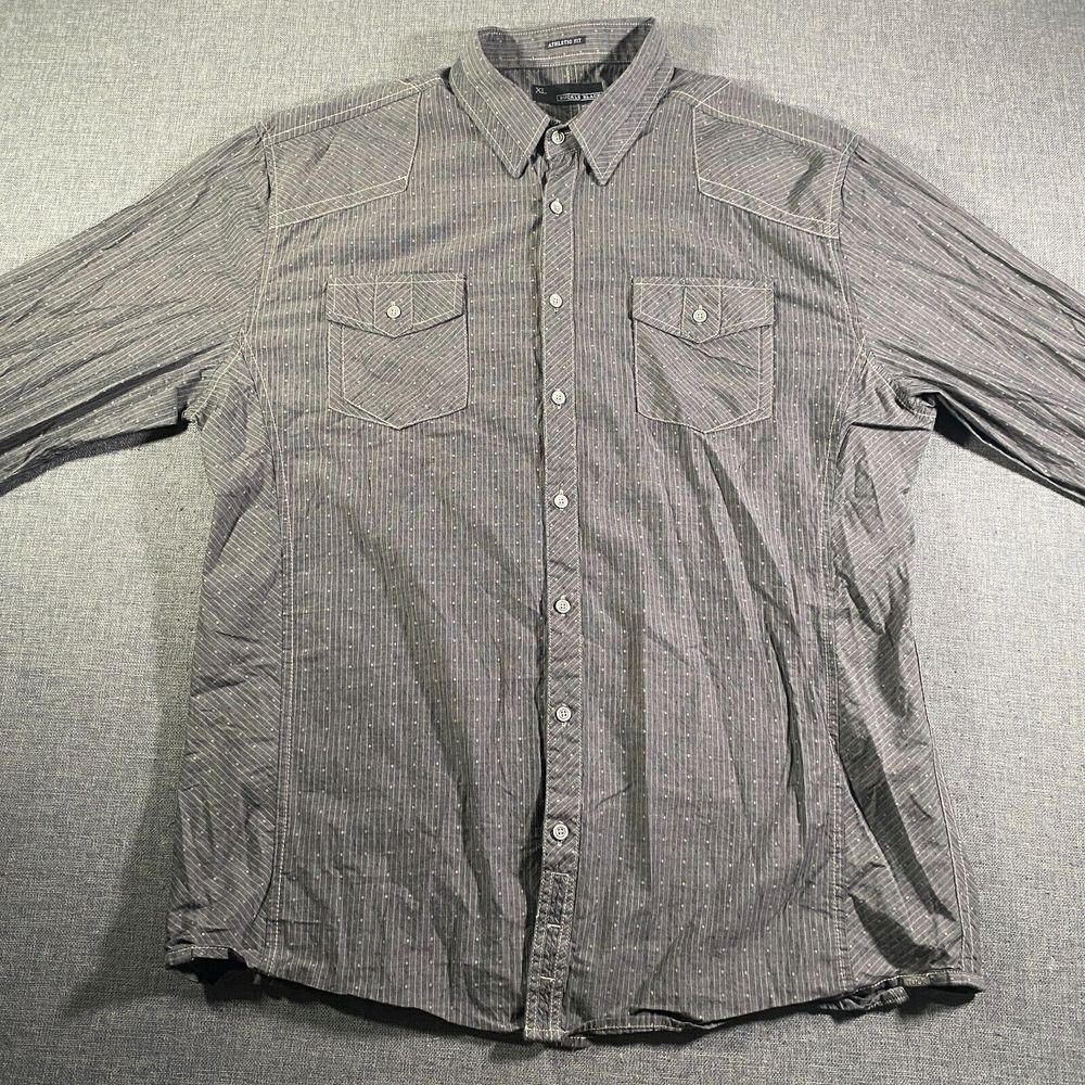 Buckle Gray Striped Casual Button Down Shirt